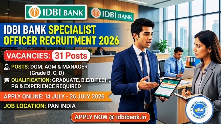 IDBI Bank Specialist Officer Recruitment 2026