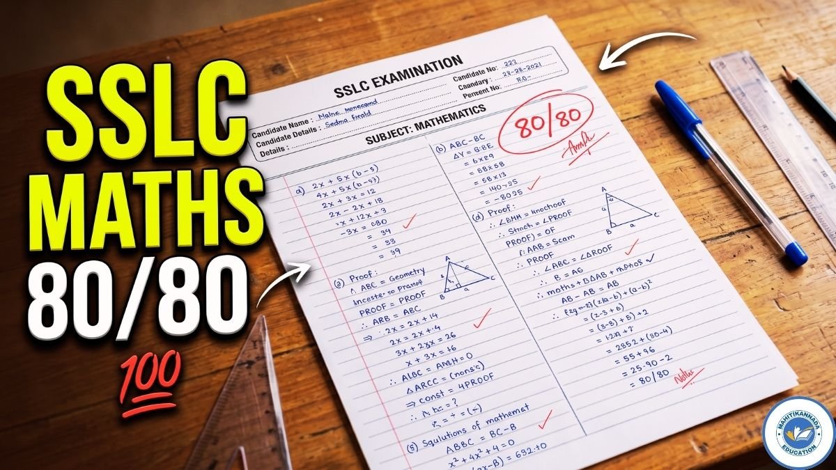 SSLC Board Exam 2025–26 Mathematics 80-80 Answer Sheet